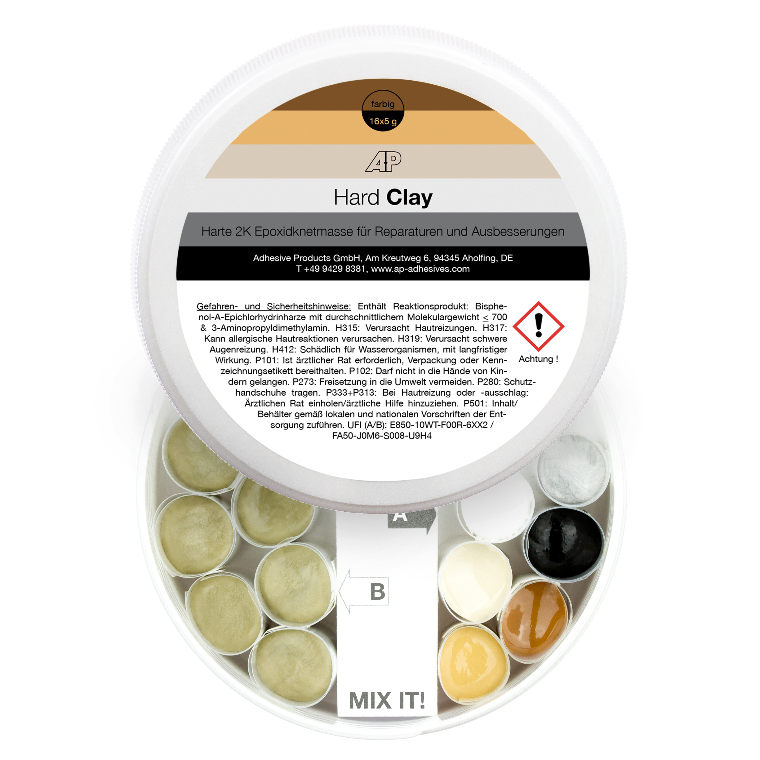 Hard Clay - Structural 2K epoxy clay, 6 colors